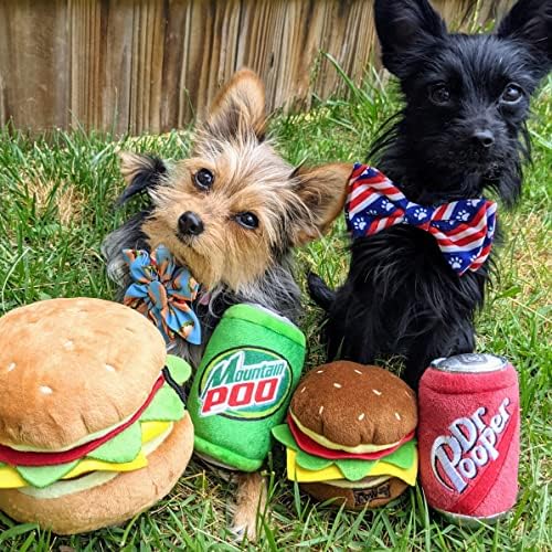 H&K לכלבים פלאש כוח | המבורגר | 4 ביולי צעצוע כלבים מצחיק | צעצוע של כלבים עם חריק | מתנת כלבים |